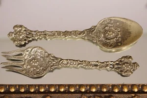 Vintage Made in Italy Decorative Ornate Fork & Spoon Set - Picture 1 of 3