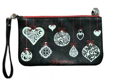 Brighton Love Notes Wristlet Pouch Holidays Ornaments Red Black Festive EUC - Изображение 1 из 4