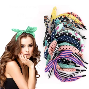 6 Pcs Floral & Polka Dot Hair Bow Headbands for Women & Girls - Picture 1 of 12