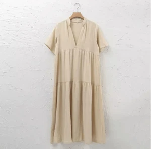 NEW 100% Cotton Gauze Loose V-Neck Beach Dress S - Picture 1 of 5