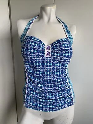 Tommy Bahama Pequeño Azul Tankini Halter Top Bañador  Foto 1 de 4