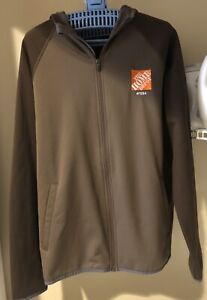 Pre-owned Brown Home Depot Zip-Up Hooded Light Weight Fleece Unisex Size Medium 