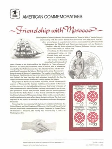 #288 22c Friendship with Morocco #2349 USPS Commemorative Stamp Panel - Picture 1 of 1