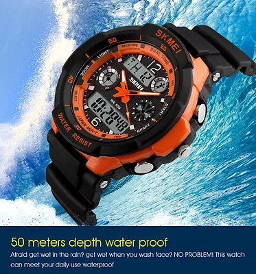 SKMEI мужчин взрослых подростков цифровой аналоговый водонепроницаемый Sport наручные часы двойной время новый - Изображение 1 из 4