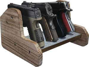4 Schlitze Pistolenständer Kurzwaffenaufbewahrung Display Halter Waffentresor Organizer Holz Firea - Bild 1 von 7