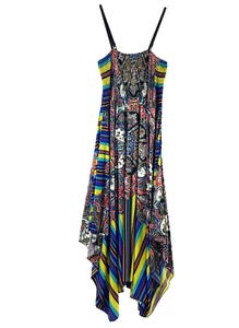 Magnolias Midi Dress Womens Size M Asymmetrical Sundress Festival Boho - Picture 1 of 8