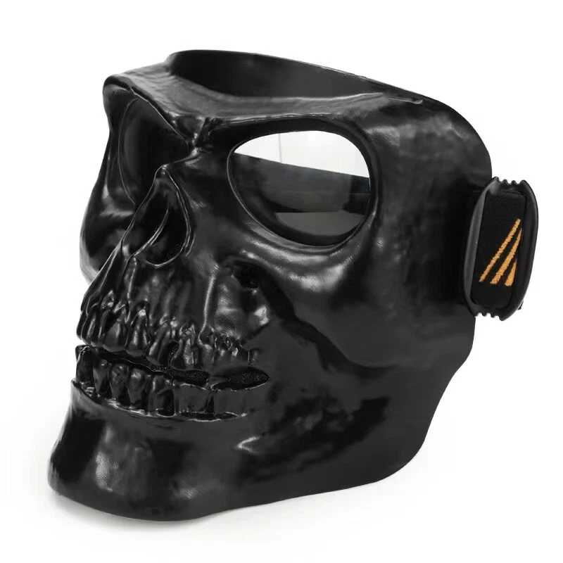 Motorcycle Face Shield Helmet skull Mask Goggles Dust-proof Black White - Image 1 of 4