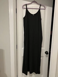 OFEEFAN Maxi Dress Women’s Size 2XL Black Spaghetti Strap with Pockets NWT - Picture 1 of 15