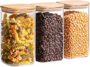 44Oz Glass Storage Containers with Lids Glass Jars with Lids Set of 3 Organizers - Picture 1 of 11