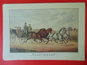 Currier & Ives Calendar Topper Print 1990 FOUR-IN-HAND - Picture 1 of 1