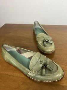 BURBERRY WOMENS LEATHER LOAFERS Green Tassel SHOES EU 36.5 ITALY - Picture 1 of 16