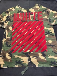 OFF WHITE CAMOUFLAGE TSHIRT VIRGIL ABLOH M FITS L SHIRT RED VELVET ALL AUTHENTIC - Picture 1 of 24