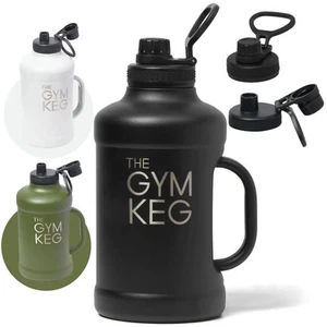 Gym Keg Insulated Metal Water Bottle - 2L Large Capacity - Keeps Cold fBlack - Picture 1 of 5