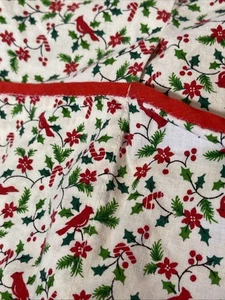 Old School Christmas Cardinals & Holly Vintage Apron Smock Handmade Adult Size - Picture 1 of 9