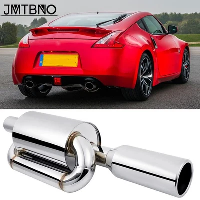 For Nissan 370Z 350Z Twin Loop Exhaust Tip Muffler Resonator 2.5" Inlet 4"Outlet - Image 1 of 4