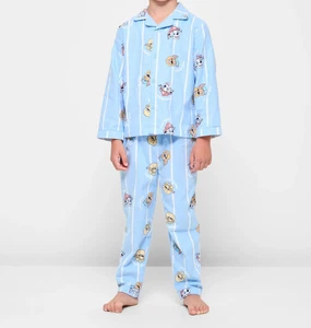 Boys girls size 3 Blue PAW PATROL button up cotton flannel pyjamas NEW - Picture 1 of 6