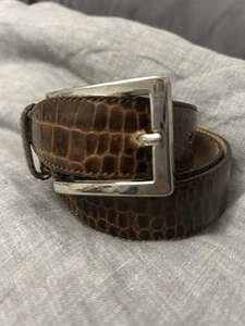 Banana Republic Genuine Leather Crocodile Embossed Belt Brown Size 28 - Picture 1 of 3