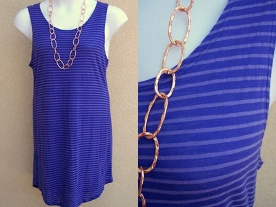 LOGO Lori Goldstein NUEVO Camiseta sin mangas Cami Talla M Púrpura Lavanda Rayas Blusa Larga Foto 1 de 4