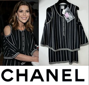 Chanel 2015 Black White Jacket Cape 38 40 42 44 6 8 10 12 Sweater Top S M L OSFM - Picture 1 of 24