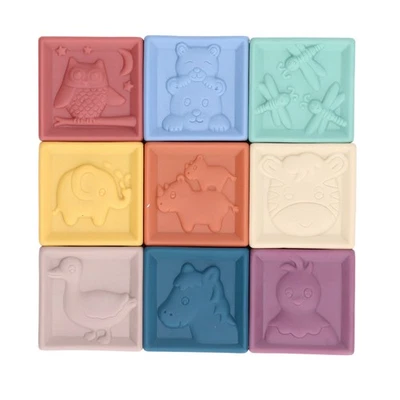 Soft Building Blocks Baby Sensory Silicone Educational Squeeze Stacking Blocks - Image 1 of 4