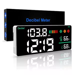 Misuratore livello sonoro decibel Fahrenheit temperatura tempo umidità colore display LED - Foto 1 di 7