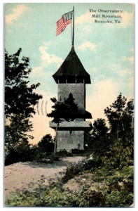 Postcard The Observatory Mill Mountain Roanoke Virginia American Flag 1911 - Picture 1 of 3