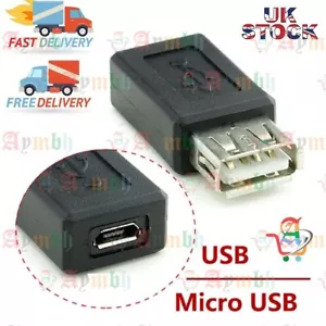 New Black USB 2.0 Type A Female to Micro USB B Female Adapter Plug Converters UK - Picture 1 of 5
