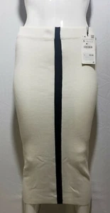 ZARA Damen Freizeit Strick Röhre gestreift Stretch Bleistiftrock Größe SM Off-White - Bild 1 von 2