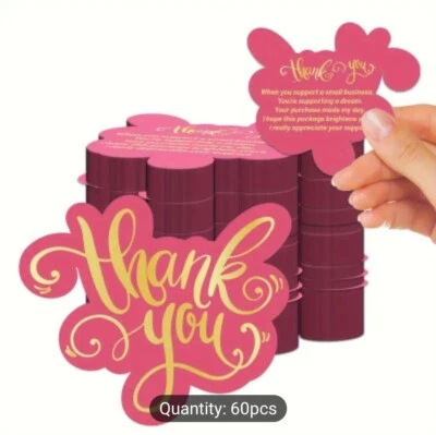 60 Шт. спасибо карты, розовый и золотой двусторонний принт - Изображение 1 из 4