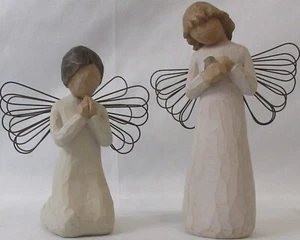Lot of 2 VTG Willow Tree Angel of Healing &Angel Of Prayer Susan Lordi DEMDACO - Picture 1 of 15