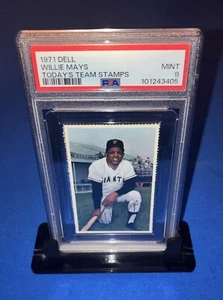 Willie Mays 1971 PSA 9 raras Vs Topps Dell equipo de hoy estampillas sellos fotográficos como nuevas - Imagen 1 de 4