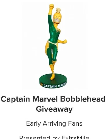 Oakland Athletics A's 2023  Captain Marvel SGA Bobblehead bobble 7/15/23 NIB a Cover