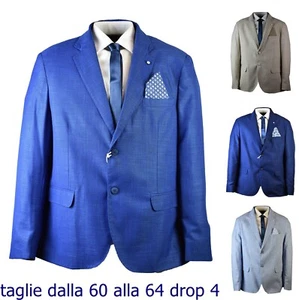 Giacca blazer uomo 60 62 drop 4 elegante primavera estiva leggera Taglie Forti - Foto 1 di 49