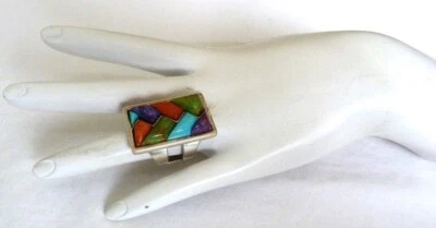 ANILLO DE PLATA ESTERLINA ADOQUINADO TURQUESA AZUL VERDE DTR JAY KING MINE FINDS 7 Foto 1 de 4