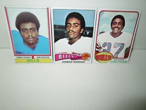 LOT OF 3 AHMAD RASHAD 1970s Cards Rookie #105 115 383 BUFFALO BILLS WR Exc