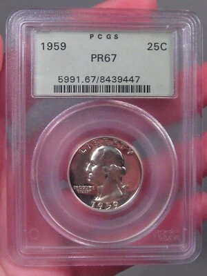 Gorgeous White Proof 1959 Silver Washington Quarter. PCGS PR67 (OGH). #2 - Image 1 of 4