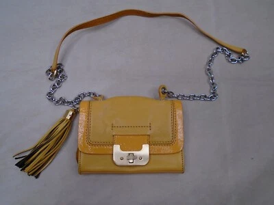 Bolso Bandolera DVF Diane Von Furstenberg Mini Harper Cadena Cuero Amarillo Logo Foto 1 de 4