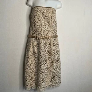 NWOT Jessica McClintock Satin/Lace Overlay Strapless Mini Dress Women Size 14 - Picture 1 of 16