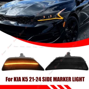 Smoked Front Bumper Indicator Guard Repeater Light Flasher For 2021-2024 Kia K5 - Picture 1 of 6
