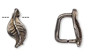 2 Gunmetal Plated Brass 9x4.5mm Prong Style Leaf Bails with 5.5mm Grip * - Picture 1 of 2