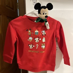 Kids Mickey Mouse 5T Pullover Sweatshirt Christmas NWT BONUS PLUSH - Picture 1 of 8
