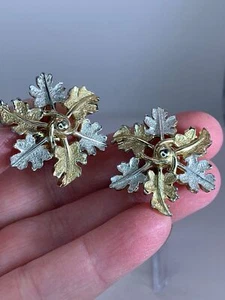 Blätter Sarah Coventry Vintage Bi-Metall Ohrclips M-2799* - Bild 1 von 3