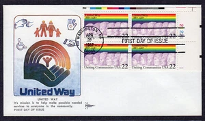 1987 UNITED WAY 100th (Scott 2275) - GillCraft Plate Block FDC NX768 - Picture 1 of 1
