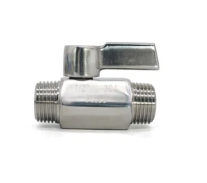 1/8" BSP 304 Stainless Steel Ball Valve Male to Male Pipe Fitting Heavy Duty M-M - Imagen 1 de 3