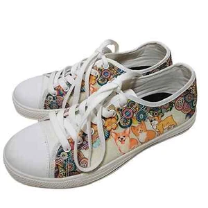 Zapatillas Corgi 7 perros informales cachorro zapatos de tenis florales - Imagen 1 de 8