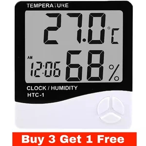 Digital LCD Thermometer Hygrometer Alarm Clock Room Temperature Humidity Meter - Picture 1 of 4