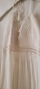 Next Cream Halter-Neck Beach/Sun Dress Elasticated Back UK 16 Worn once! - Picture 1 of 8