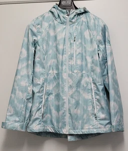 Zeroxposur Womens Rain Jacket Hoodie Medium Full Zip Pockets Faux Fur Lined Teal - Picture 1 of 22