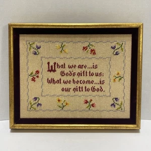 Regalo de dioses a punta de aguja floral enmarcada vintage 15x12" - Imagen 1 de 5