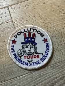 NIP Pollution You’re The Problem Or The Solution Vintage Round Embroidered Patch - Picture 1 of 2